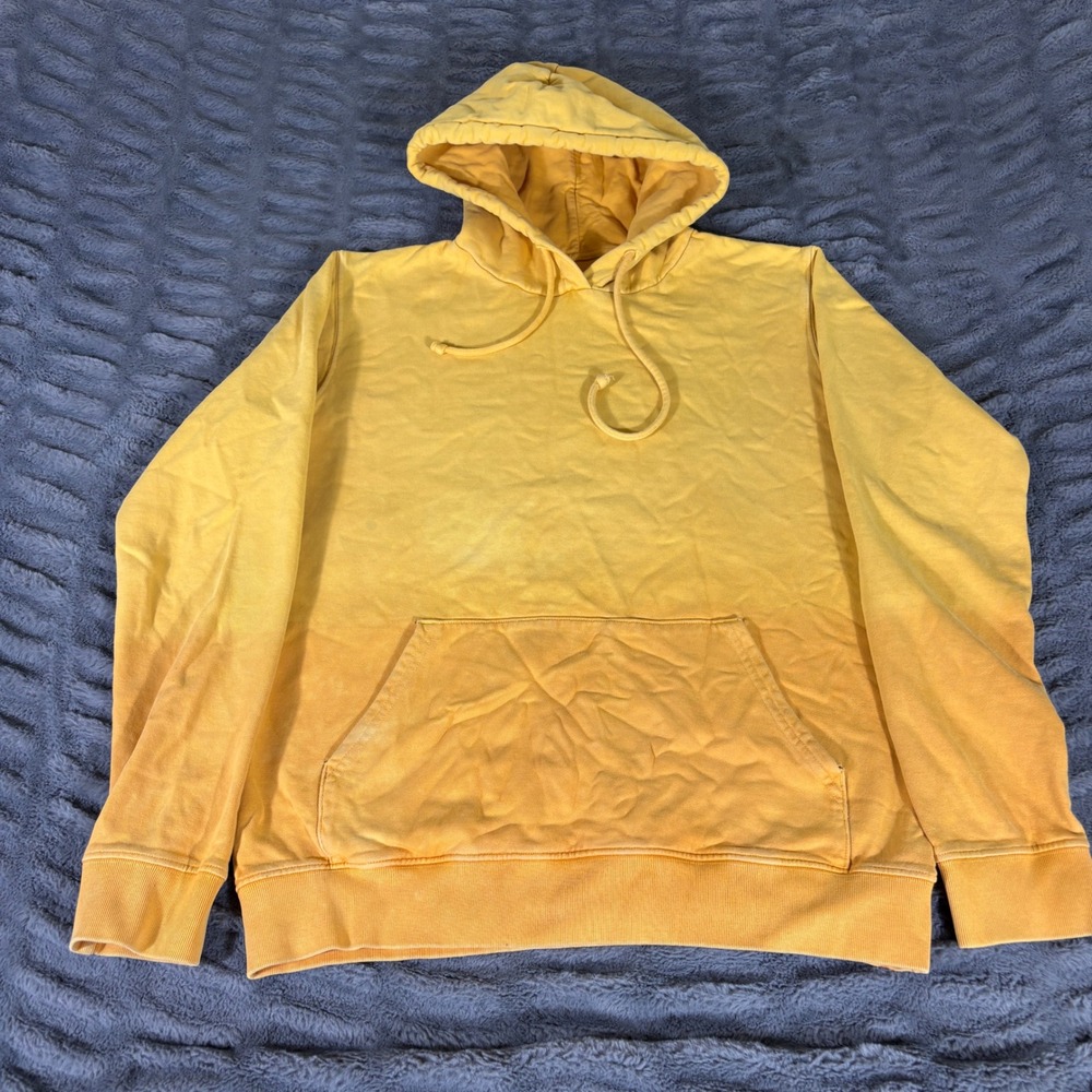 Outerknown Mens Organic Cotton Ombre Dip Dye Hoodie Yellow Orange Size M AR403